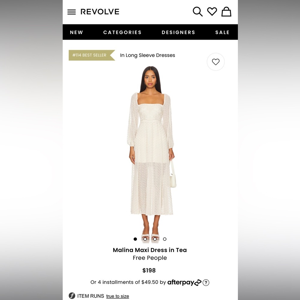 NWT Free People Malina Maxi Dress size XS, Tea Color